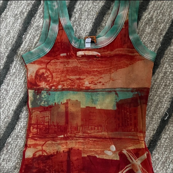 JPG Jean Paul Gaultier sheer mesh stretch red top - Picture 3 of 3